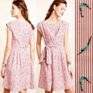 Anthropologie Maeve Bathing Beauty Dress Retro Swimmers Red Stripe Sz 2